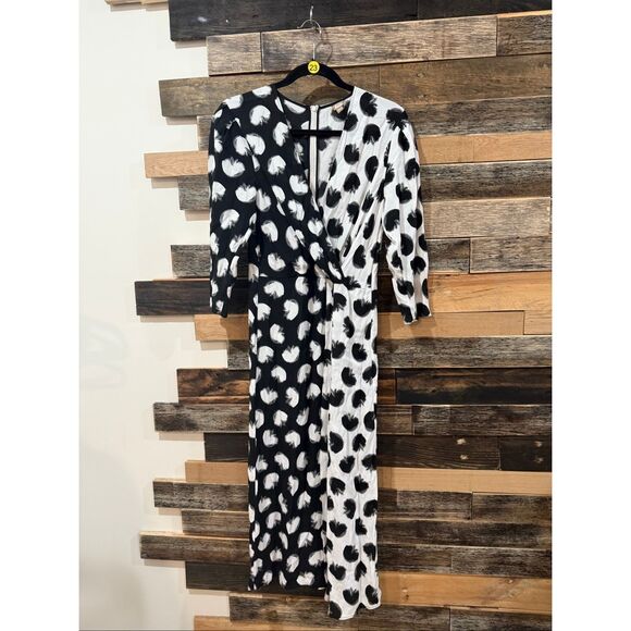 BOSS Danotta Reverse Print Dress in black and white size 6 - Picture 2 of 10